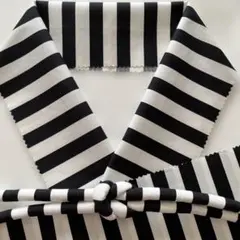 半衿・丸ぐけ・帯揚げセット ストライプ　白×黒