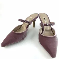 DIANA スタッズ ミュール パンプス ポインテッドトゥ ピンク