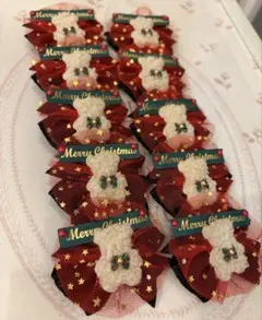 【562】トリミングチョーカー＊クリスマスbear white〜10本