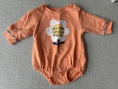 長袖ロンパース 70cm オレンジ 花柄