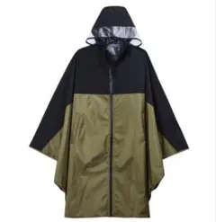 ワークマン　　高撥水　レインポンチョ　カーキ×ブラック　雨具　レインウエアのサムネイル