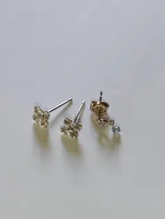 K14WG 刻印あり　ピアス4点セット(片耳、キャッチなし)