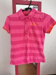 Nike DRI-FIT ピンク ストライプ ポロシャツ