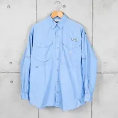 Columbia PFG コットン素材 フィッシングシャツ ライトブルー S