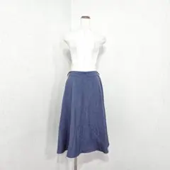 ViS フレアスカート ブルー（M）バックゴム 春夏 きれいめ デニム調のサムネイル