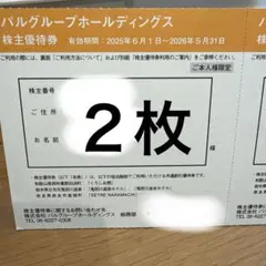 パルグループホールディングス 宿泊券 50%割引２枚
