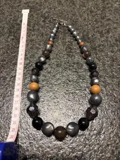 グレー系 ビーズネックレス