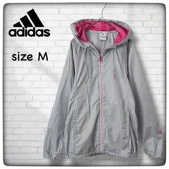 adidas アディダス ロゴプリント スポーツジャケット グレー M 【古着】