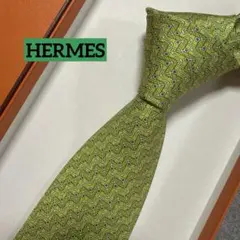 ☆即発 極美品 エルメス ファソネH シルクネクタイ グリーン フランス製 高級 極美品】HERMES エルメス ネクタイ ファソネ H柄 モスグリーン シルク