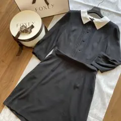 清楚♡上品 FOXEY フォクシーニューヨーク 白襟 ノースリーブ ブラウス 
