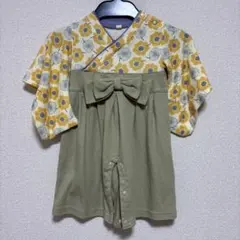 ベビー袴 ロンパース 女の子 袴ロンパース 衣装 くすみカラー 着物 80cm