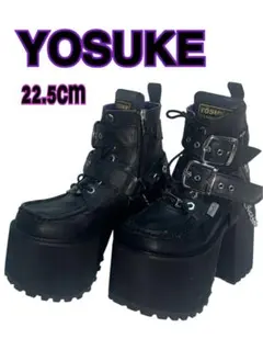 り*)様 YOSUKE（ヨースケ）厚底スニーカー 黒×紫 22.5cm
