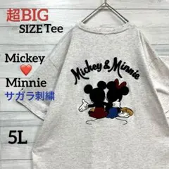 一点物 超ビッグサイズ 超稀少　ミッキー&ミニー　サガラ刺繍グラフィックカラーT