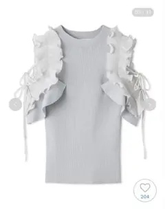 スナイデル2025夏プリーツフリルニットプルオーバー　サックスブルー