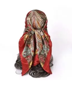 ペイズリー柄 赤 スカーフ