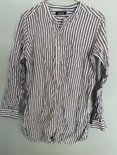 LANDS' END ストライプ バンドカラーシャツ 長袖のサムネイル