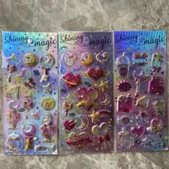 シャカシャカシール3枚セット 立体シール　ホログラムシール　ぷっくりシール