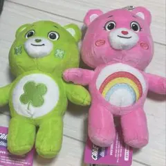 ケアベア　がま口　ぬいぐるみ　ピンク　緑