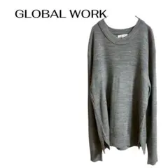 GLOBAL WORK ニット セーター クルーネックシンプルビジネス大きめL