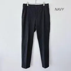 NAVY メンズ テーパード スラックス L ダークグレー 起毛 センタープレス