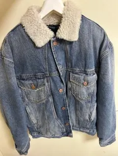 dieselボア襟付きライトブルーデニムジャケット