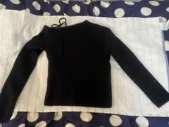 ワンショルダーリボンリブニットトップス[th004]