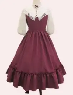 InnocentWorld★つる薔薇レースアニバーサリーワンピース★ボルドーM