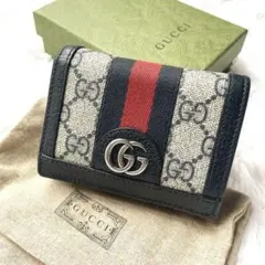未使用級⭐︎GUCCI オフィディア 濃紺 ggマーモント 二つ折り財布 付属品付のサムネイル