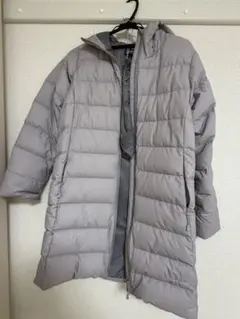 mont-bellフード付きロングダウンコート グレーレディースLサイズ