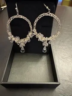 銀製品水晶ピアス
