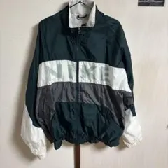 NIKE ナイロンジャケット ダークグリーン/ホワイト/グレー　90s