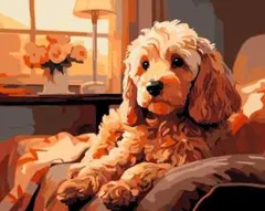 くつろぎプードル 大人の塗り絵 名画 油絵塗り絵 数字絵 アクリル絵具 数字油絵