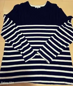 GLOBAL WORK★ニット&ボーダー切り替えTシャツ☆XL