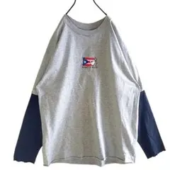 【海外 古着】90s 長袖 Tシャツ プエルトリコ ゆるだぼ L グレー
