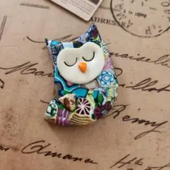 樹脂粘土　ふくろう【7】のブローチ