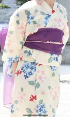花柄浴衣 紫色帯 女の子　100、110