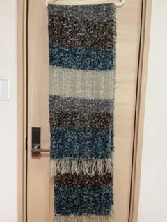 ストライプ柄フリンジ付きマフラー