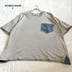 ダブルネーム　カットソー　半袖　デニムポケット　クルーネック　刺繍　ベージュFのサムネイル