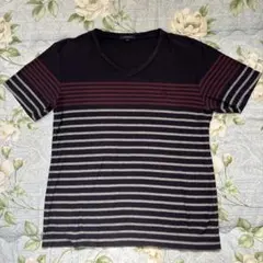 00s BURBERRY archive Vネック ボーダーTシャツ Y2Kのサムネイル