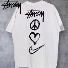 【極美品】STUSSY × NIKE コラボ Tシャツ ピースラブ 白 XL