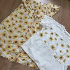 ブランシェス　ひまわり　ワンピース　Tシャツ　リンクコーデ