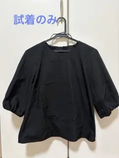 無印良品 婦人 乾きやすいブロード 五分袖ブラウス 黒 M
