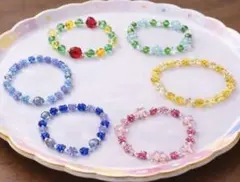キッズブレスレット 6本セット｜お花ビーズブレスレット おそろい カラフル