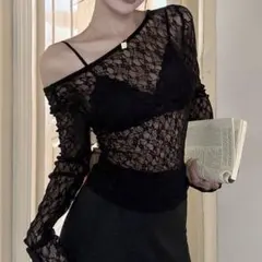 HALEY PESCA シースルーレーストップス黒のサムネイル