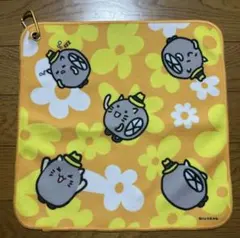 ハットにゃん ミニタオル ハンカチ ループ付き カラビナ付き イエロー