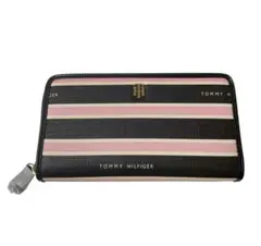 日本未入荷☆TOMMY HILFIGER ストライプ ファスナーラウンド長財布