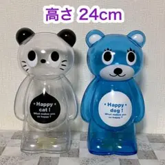 原宿 Happy cat & dog 貯金箱2体セット インテリア犬猫熊bear