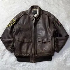 90s ⭐️ VINTAGE A-2 フライトレザージャケット L 羊革 希少