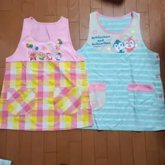 アンパンマン エプロン ピンク イエロー チェック