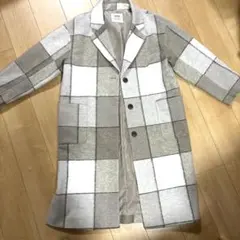 ikka コート グレーチェック M사이즈